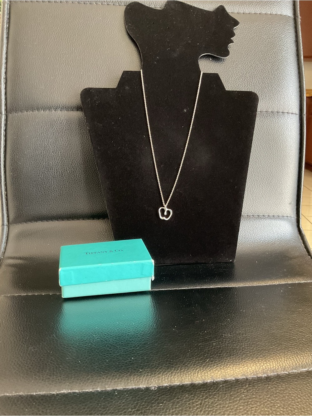 Tiffany & Co. Silver Open Heart Necklace with Blue Box